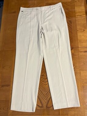 Tommy Bahama Silk Cotton Blend Flat Front Beige Pants Men’s Size 36x32